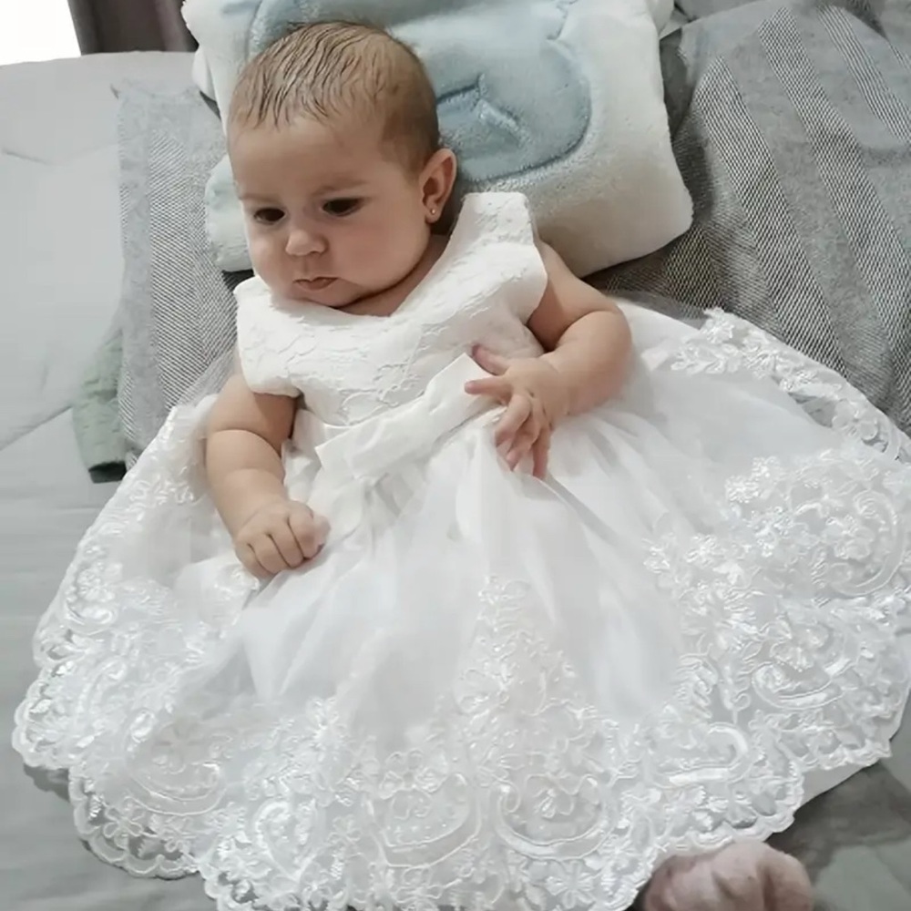 Elegant White Lace Kids Formal Dress